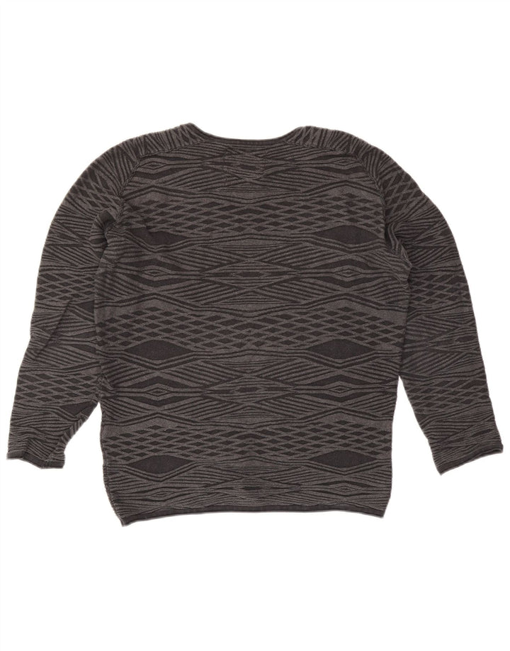 Jack & Jones Jersey con cuello redondo para hombre, talla pequeña, algodón gris Argyle/Diamond