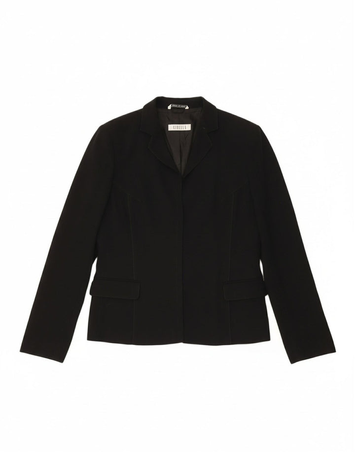 MARELLA Womens Blazer Jacket UK 12 Medium Black Viscose