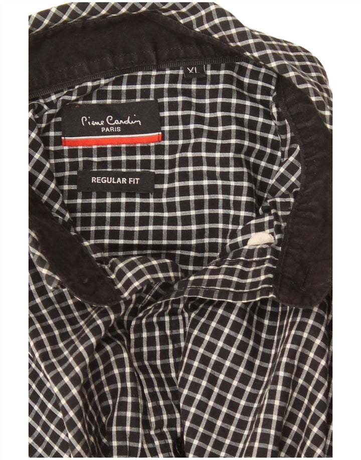 Pierre Cardin Camisa Regular Fit Hombre XL Poliéster A Cuadros Negro