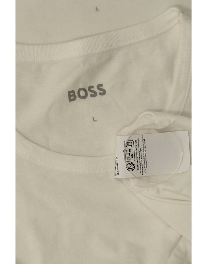Hugo Boss Hombre Camiseta Top Grande Algodón Blanco