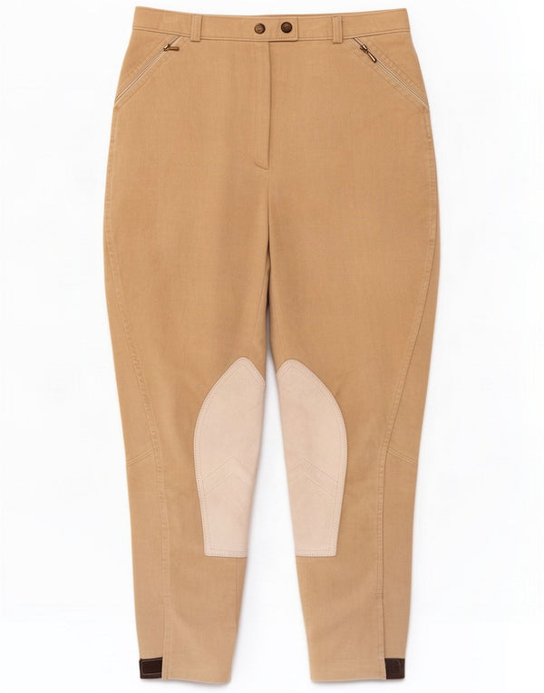 Pantalones de montar cónicos vintage para mujer W28 L26 Beige Colorblock
