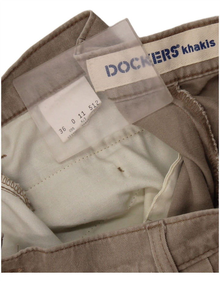 DOCKERS Pantalones cortos chinos con pinzas color caqui para hombre W36 Algodón beige grande