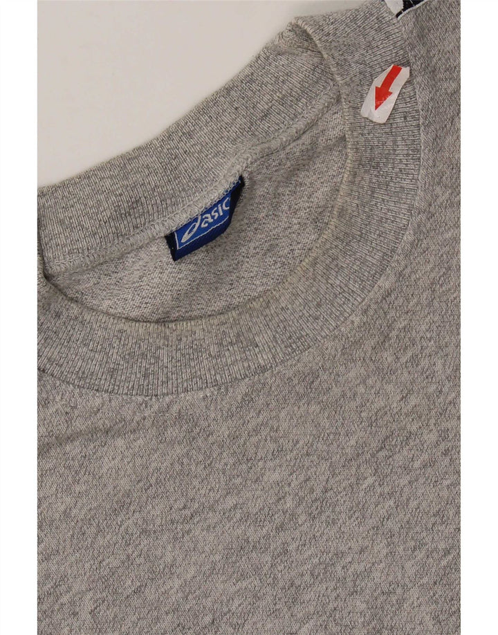 Asics Hombre Camiseta Gráfica Top Algodón Colorblock Gris Medio