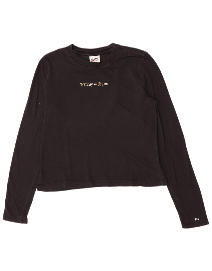 Tommy Hilfiger Top corto con gráfico para mujer, manga larga, UK 40, mediano, negro