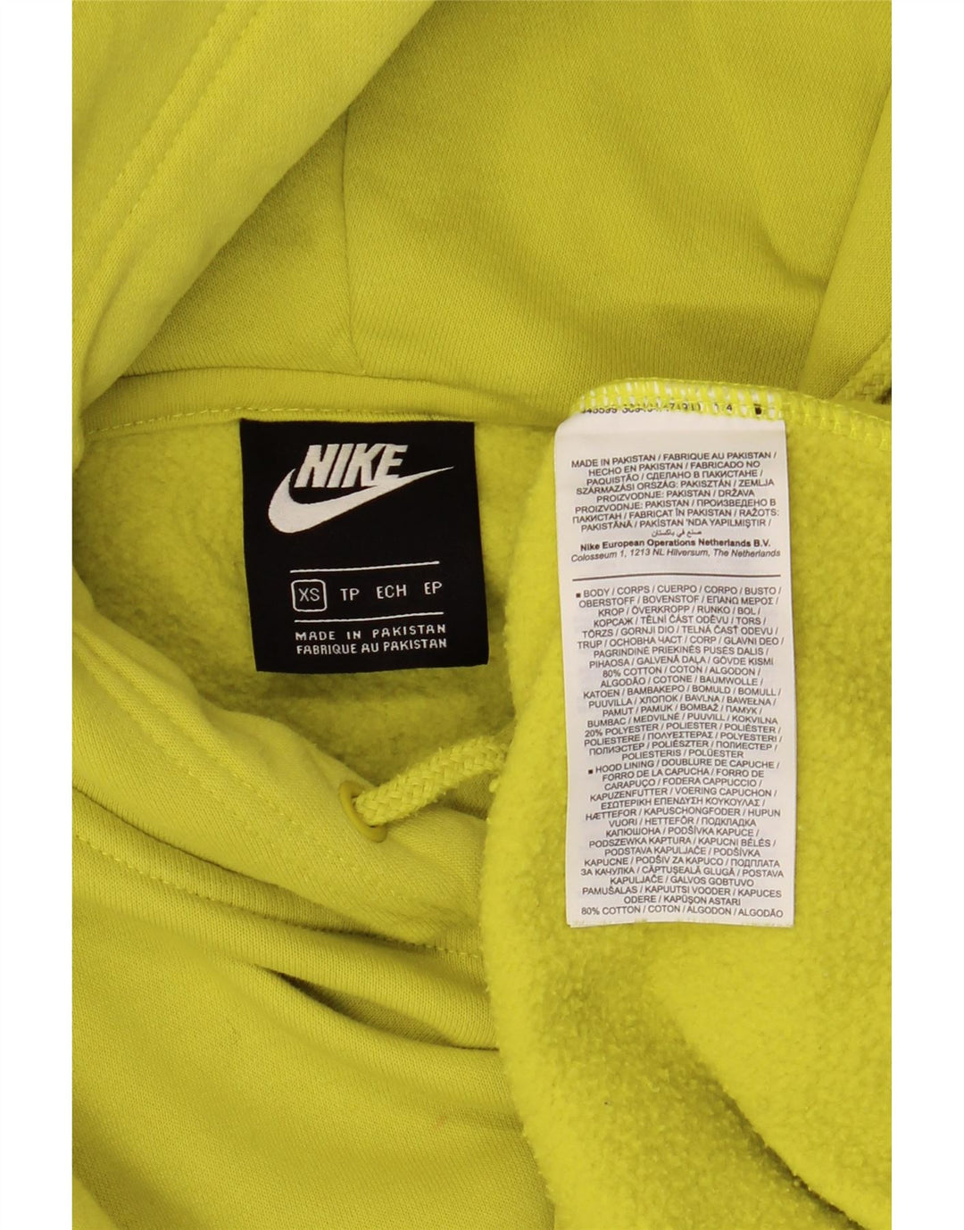 NIKE Jersey con capucha extragrande para mujer UK 6 XS Algodón amarillo