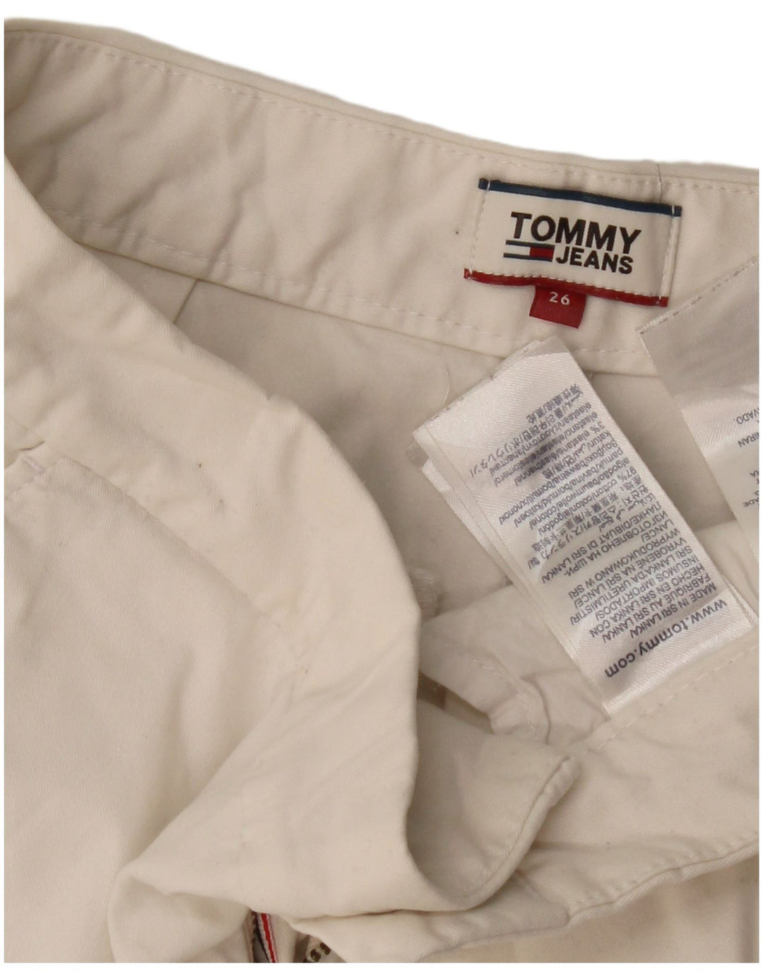 TOMMY HILFIGER Pantalones cortos chinos para mujer W26 Small Off White Cotton