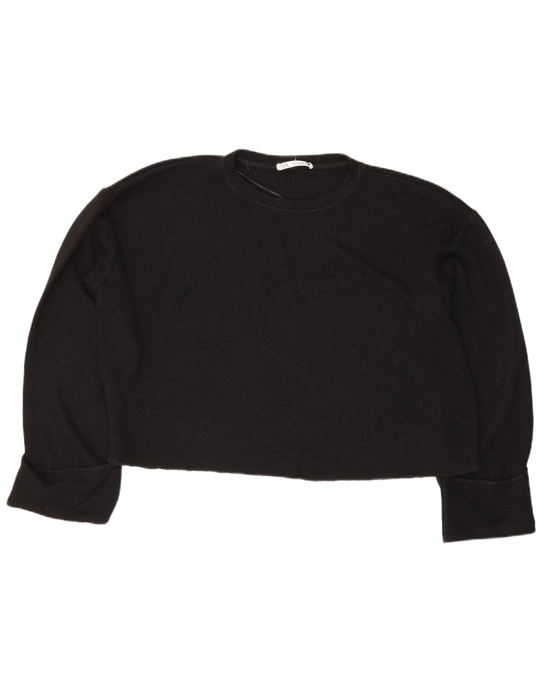 Zara Mujer Crop Oversize Top Manga Larga UK 44 Medium Viscosa Negra