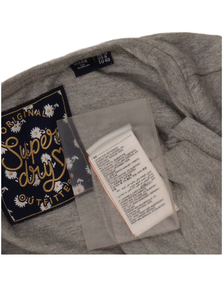 Superdry Mujer Top Manga Larga UK 42 Algodón Gris Medio