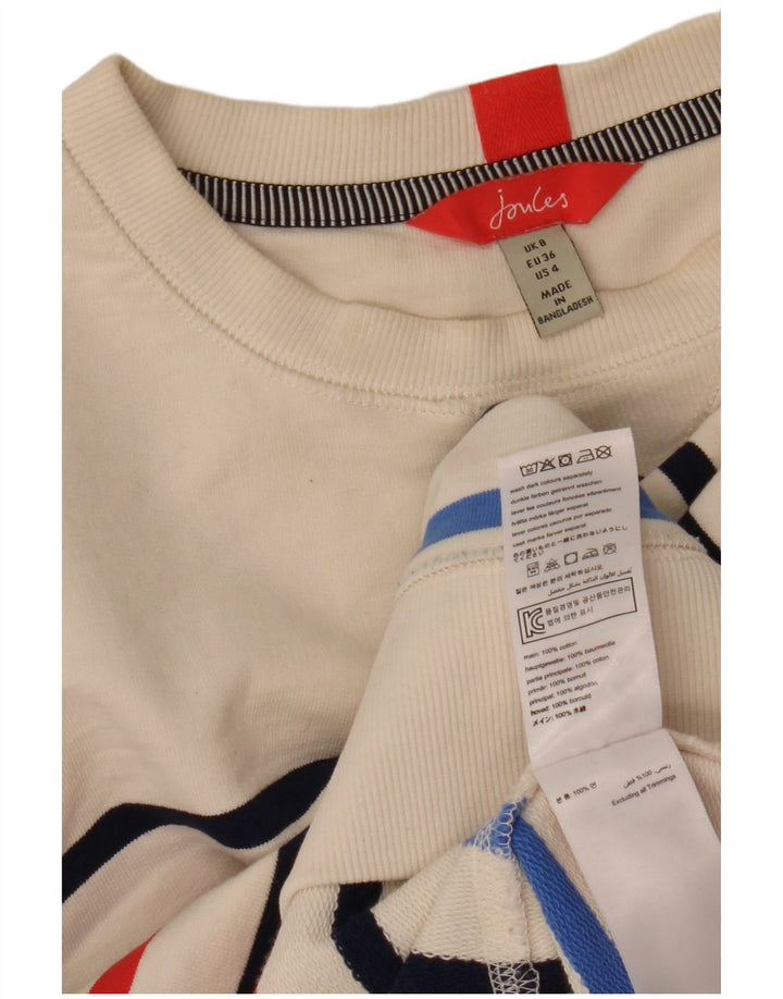 Joules Sudadera extragrande para mujer, talla 8, algodón a rayas blancas pequeñas