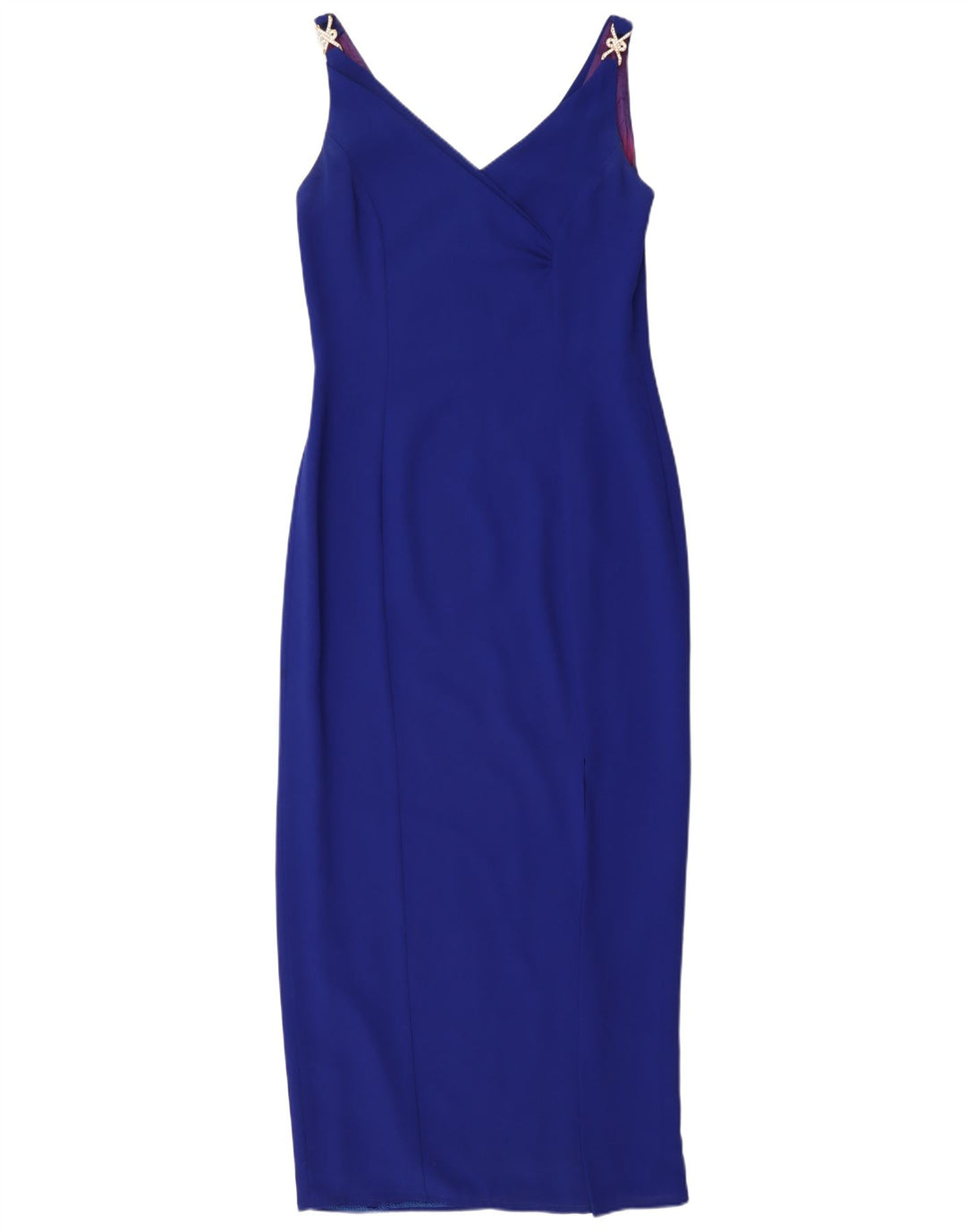 Frank Usher Vestido ajustado sin mangas para mujer UK 10 Pequeño Poliéster azul