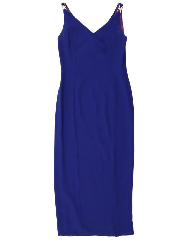 Frank Usher Vestido ajustado sin mangas para mujer UK 10 Pequeño Poliéster azul