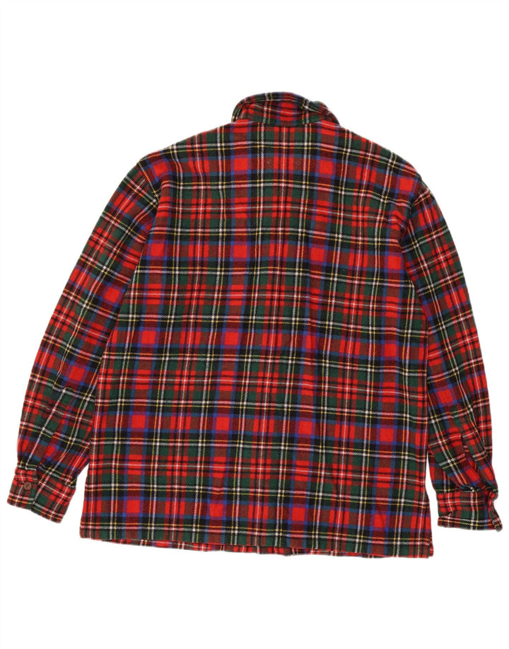 Camisa de franela vintage para hombre lana de cuadros rojos medianos