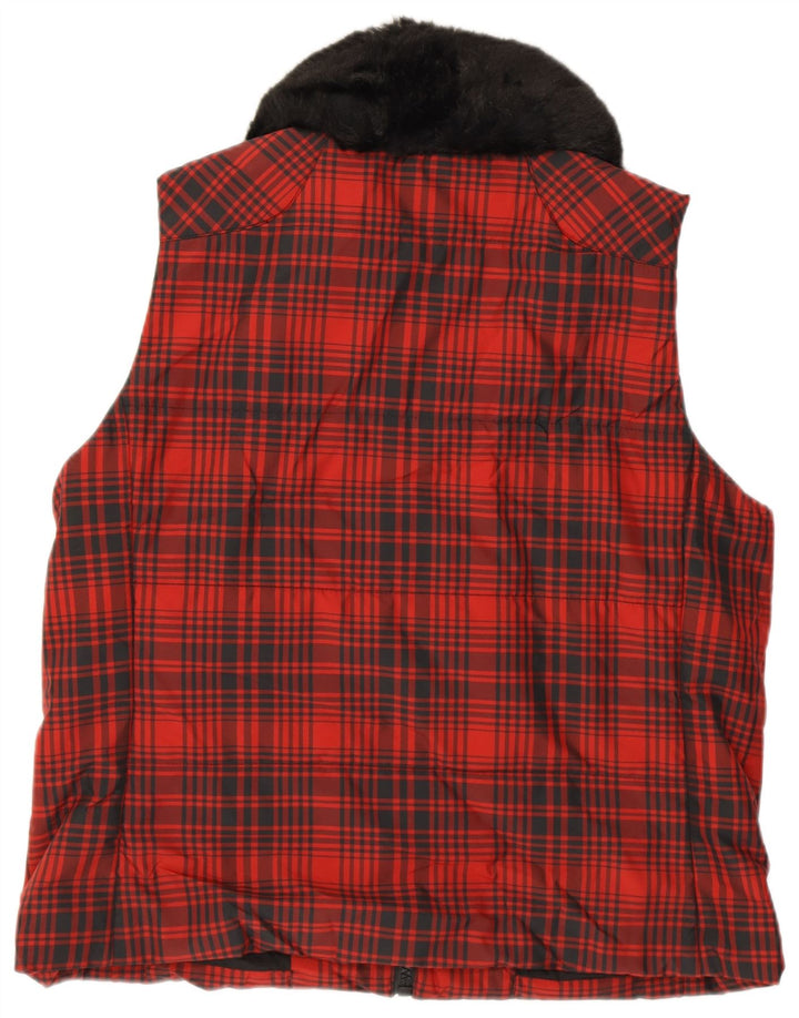 RALPH LAUREN Chaleco para mujer UK 18 XL Poliéster a cuadros rojos