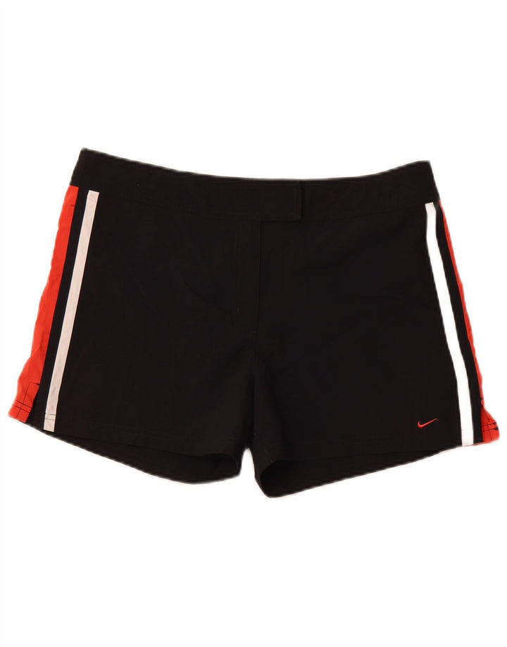 NIKE Pantalones cortos casuales para mujer US 12/14 Grande W34 Negro Colorblock Poliéster