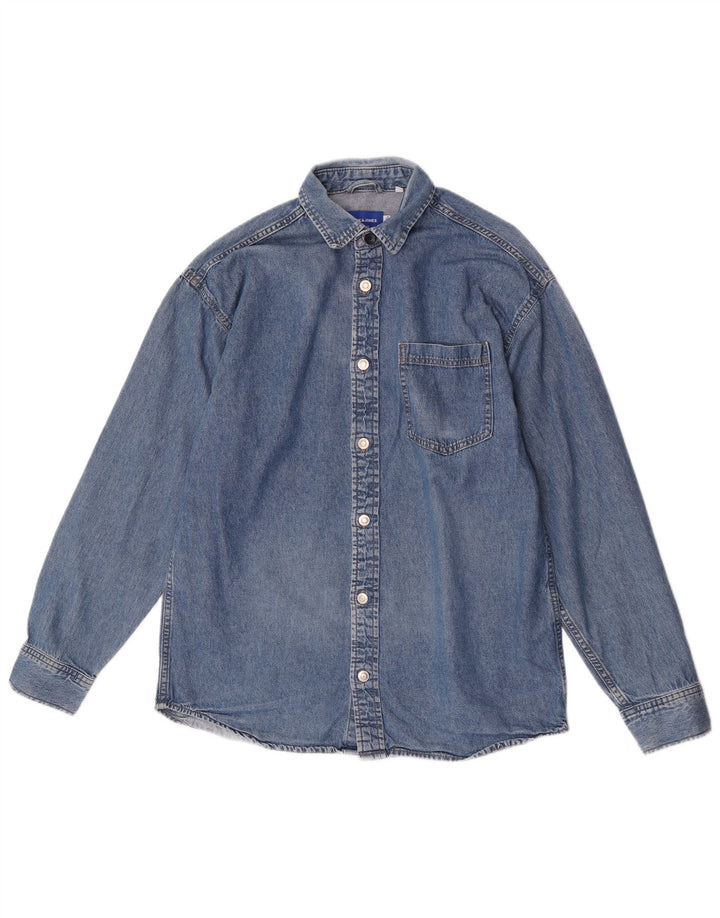 Jack & Jones Hombre Camisa Vaquera Grande Algodón Azul
