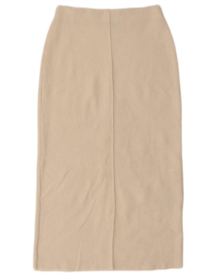 Zara Mujer Falda Midi De Punto Pequeña W26 Blanco Roto