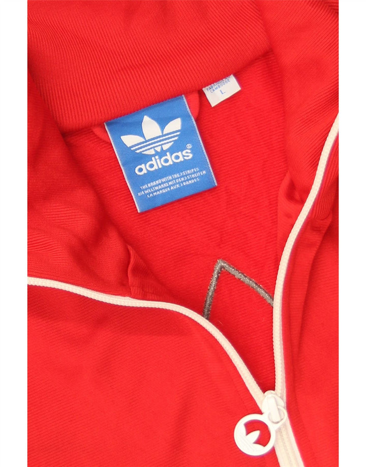 Adidas Mens Graphic Chándal Top Chaqueta Grande Poliéster Rojo
