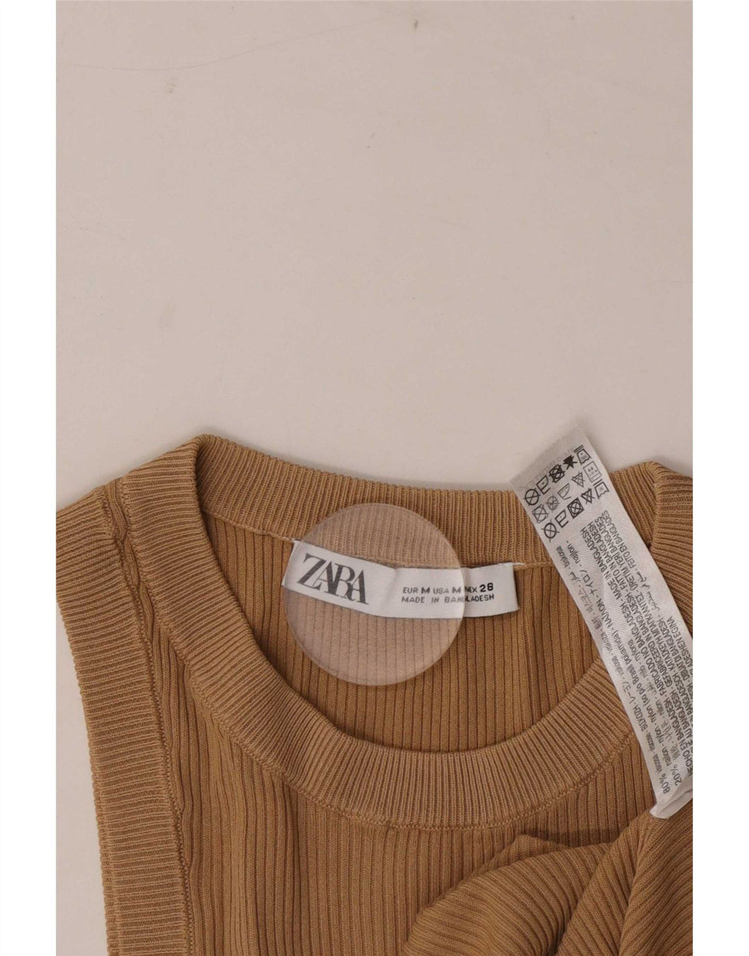 Zara Mujer Chaleco Top UK 42 Marrón Medio Poliéster