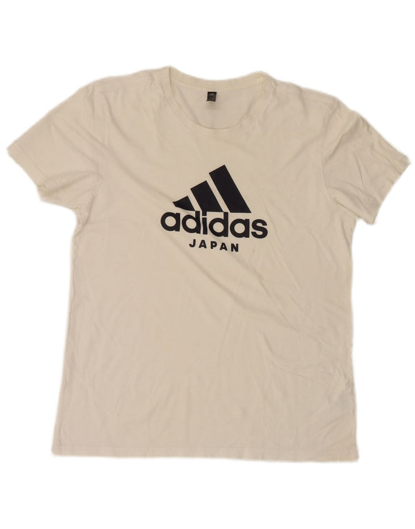 Adidas Hombre Camiseta Gráfica Top Mediano Blanco
