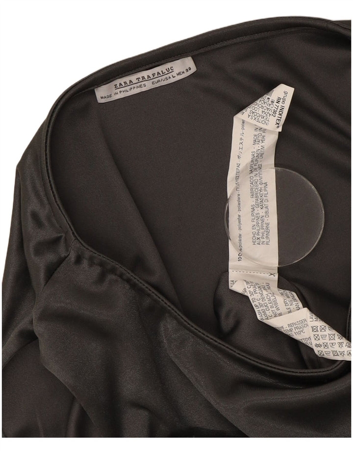 Zara Vestido recto sin mangas para mujer UK 44 Poliéster plateado grande