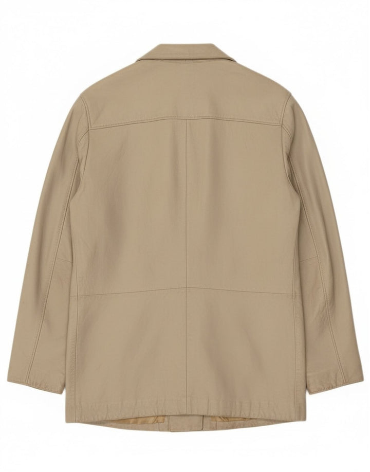 Marcos Chaqueta Blazer de Cuero con 2 Botones para Mujer IT 44 Cuero Beige Medio