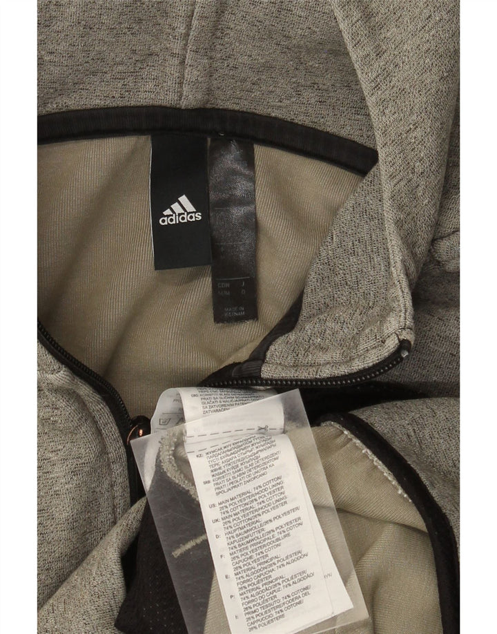 Adidas - Sudadera con capucha y cremallera para hombre, algodón gris medio