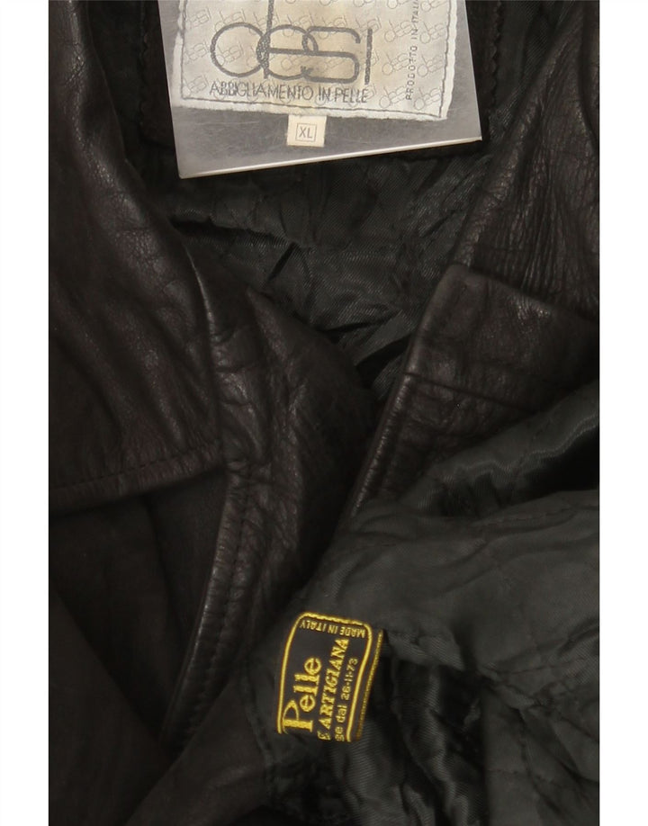Desi Chaqueta de cuero con doble botonadura para hombre UK 42 XL Cuero negro