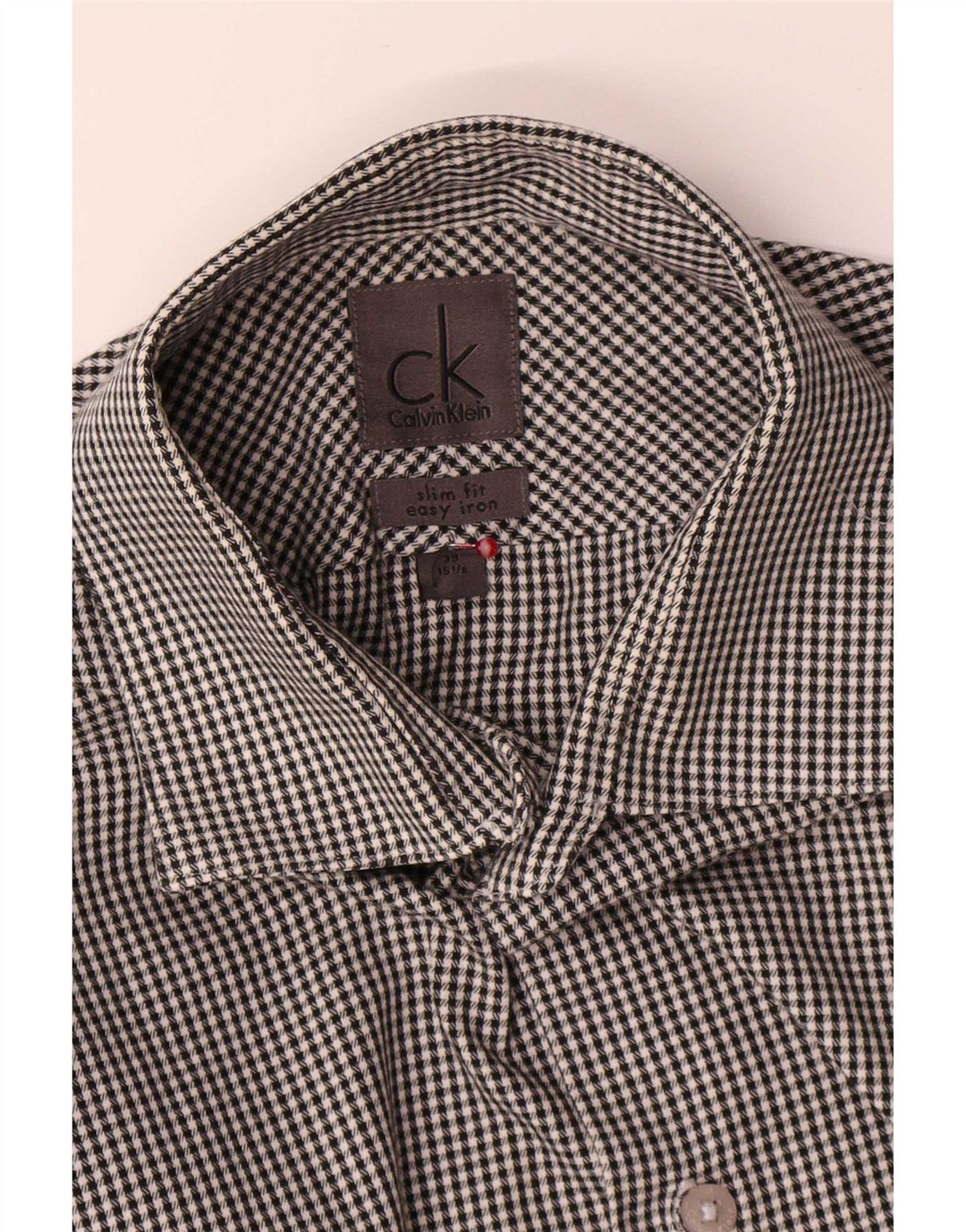 Calvin Klein Camisa Slim Fit para hombre Talla 39 15 1/2 Pata de gallo gris medio