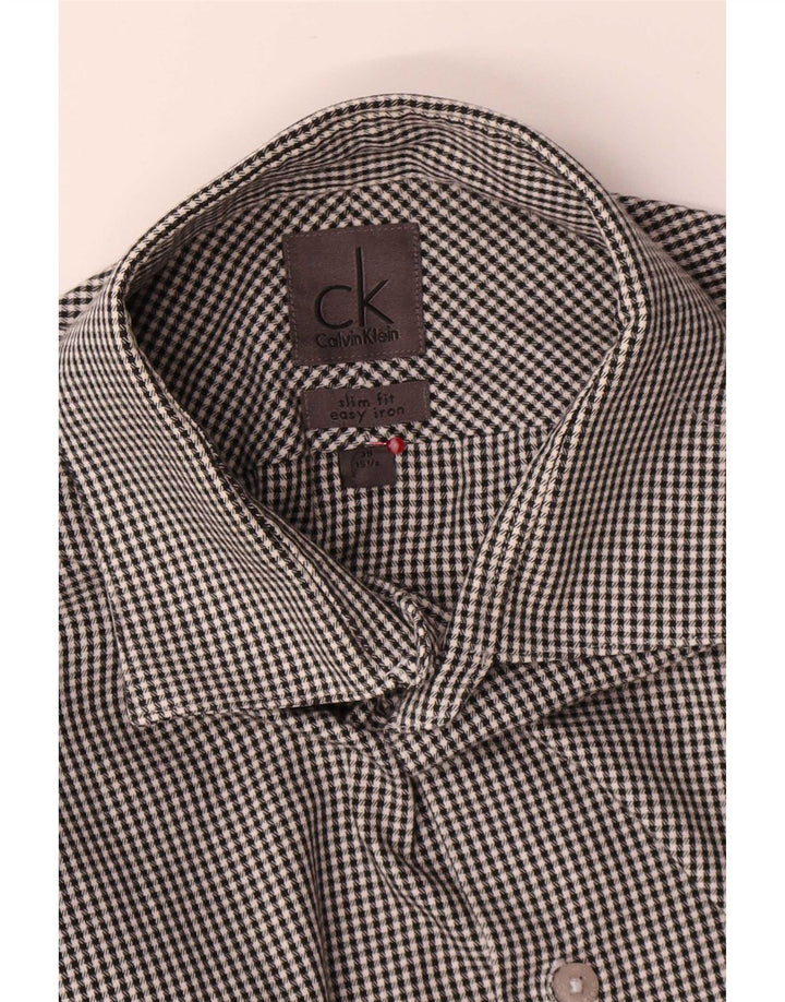 Calvin Klein Camisa Slim Fit para hombre Talla 39 15 1/2 Pata de gallo gris medio