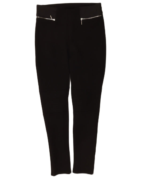 Zara Mujer Pantalones Casuales Ajustados Cortos Medianos W28 L25 Bloque De Color Negro