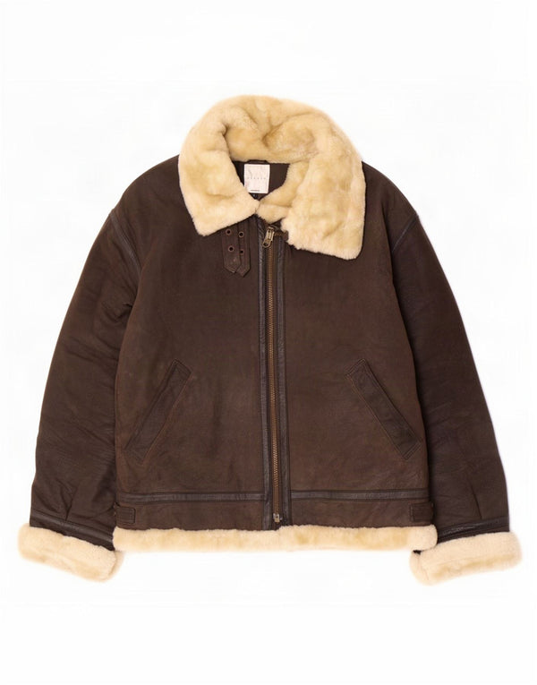 Conbipel Chaqueta de piel de oveja para mujer UK 46 Cuero marrón grande