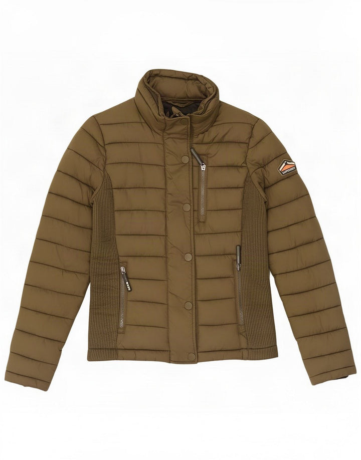 Chaqueta acolchada Superdry para mujer UK 10 Small Khaki Nylon