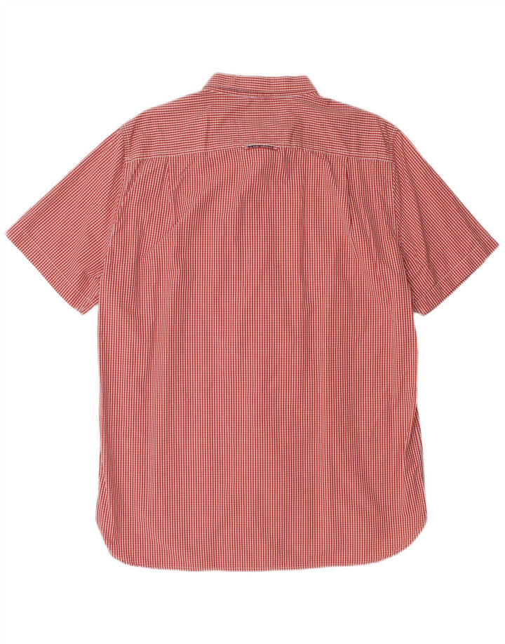 Superdry Camisa De Manga Corta Para Hombre 2XL Algodón A Cuadros Rojo