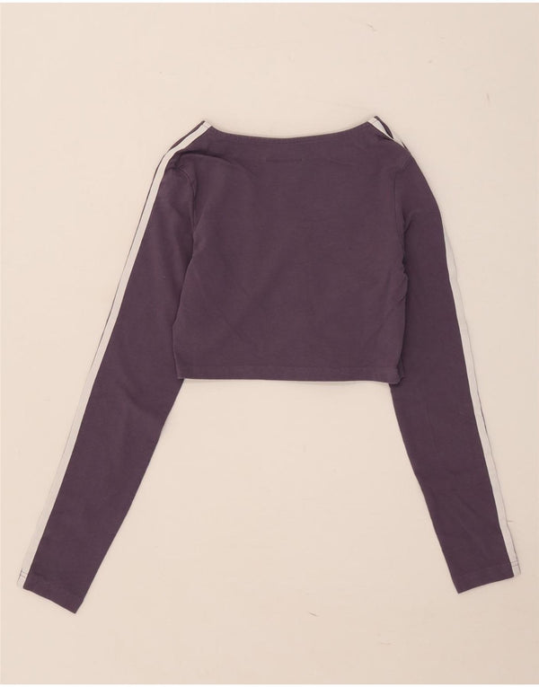 Adidas Top corto de manga larga para mujer UK 8/10 Small Purple Cotton