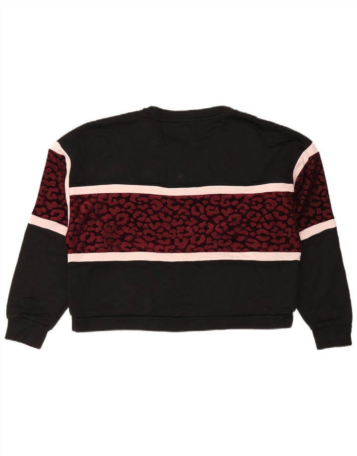 Guess Sudadera extragrande para mujer, talla 44, talla mediana, estampado animal negro
