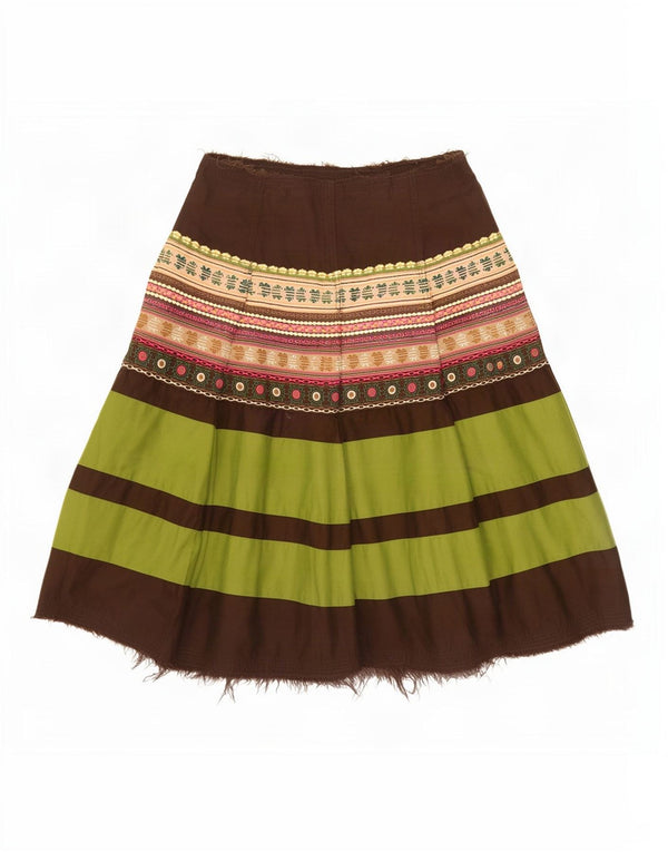 Benetton Falda Acampanada IT 42 Medium W30 Bloque De Color Multicolor