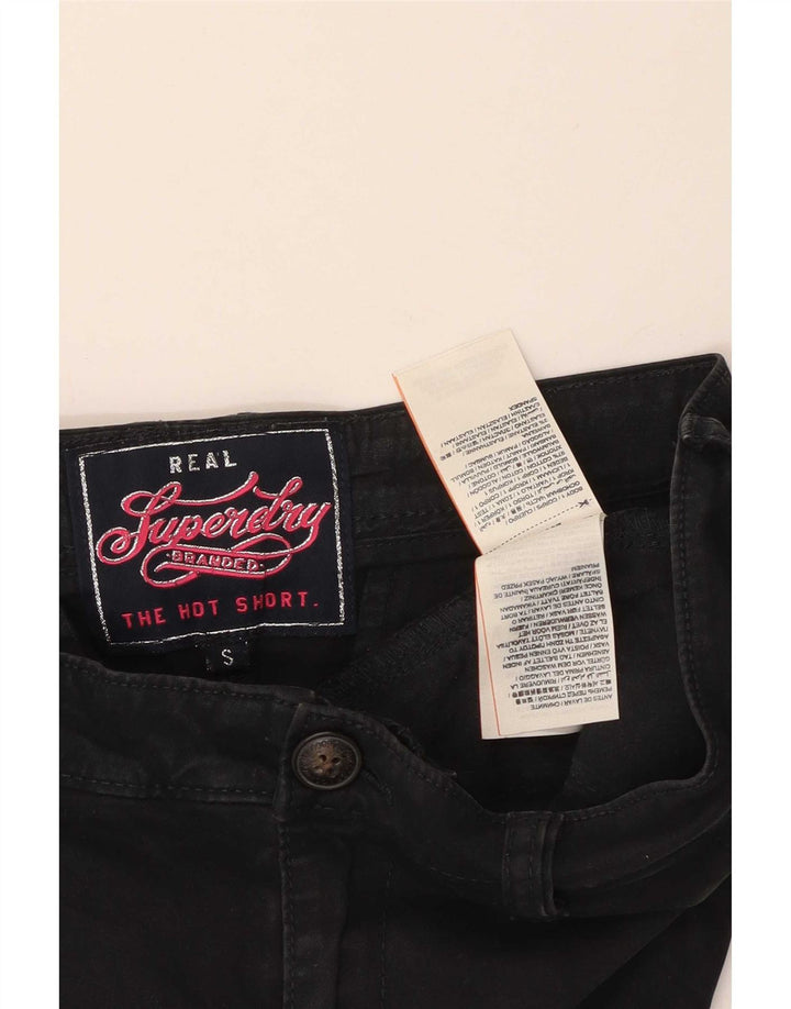 Superdry Hot Pants Mujer Pequeño W32 Algodón Negro