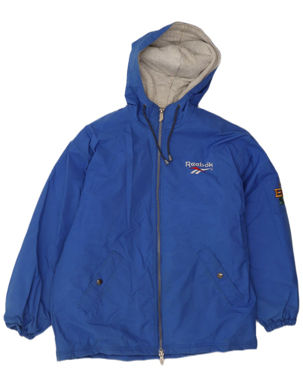 Reebok Chaqueta cortavientos holgada con capucha para hombre UK 36 Small Blue Polyamide