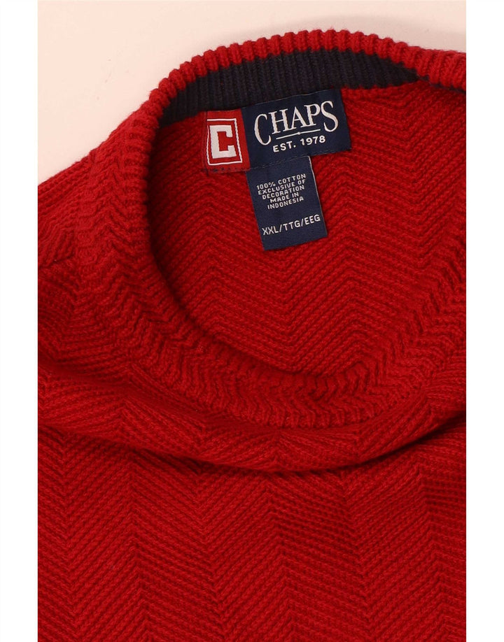 Chaps Jersey de cuello redondo para hombre, talla 2XL, algodón rojo en espiga