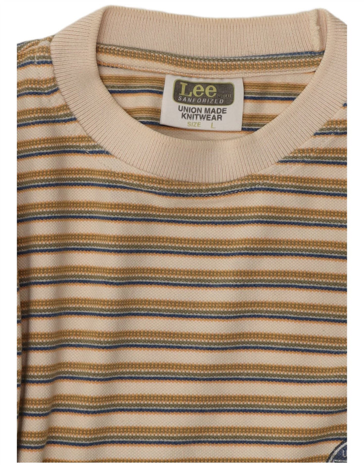 Camiseta Lee para Hombre Top Large De Algodón A Rayas Beige