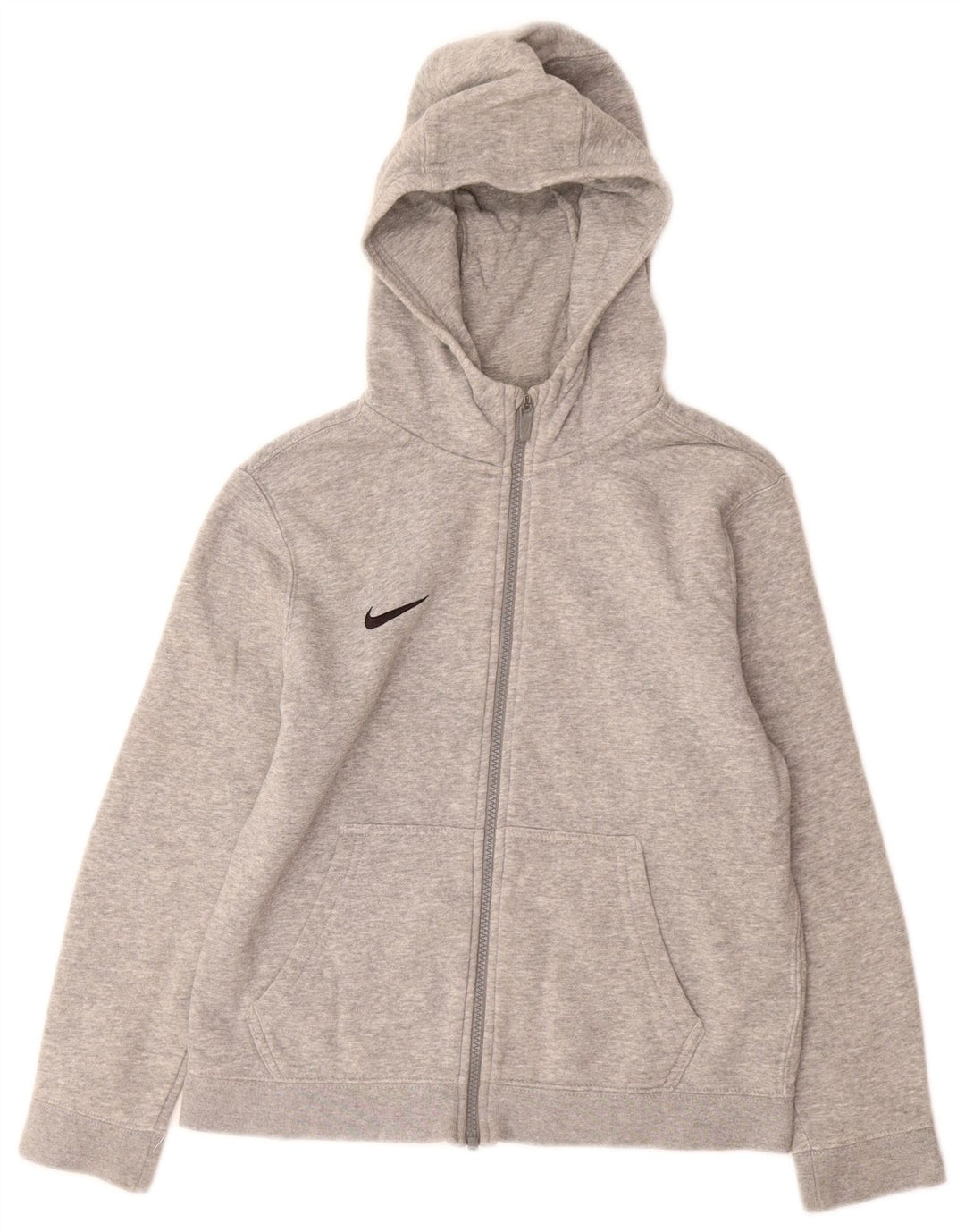 NIKE Sudadera con capucha y cremallera para niños de 10 a 11 años, algodón gris medio