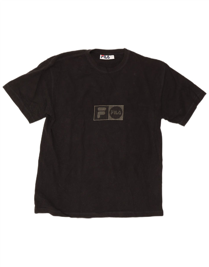 Fila - Camiseta gráfica para hombre, talla grande, algodón negro