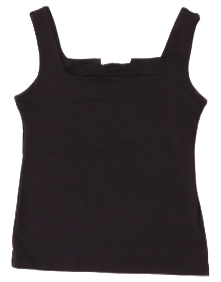 Zara Mujer Crop Cami Top UK 42 Mediano Negro