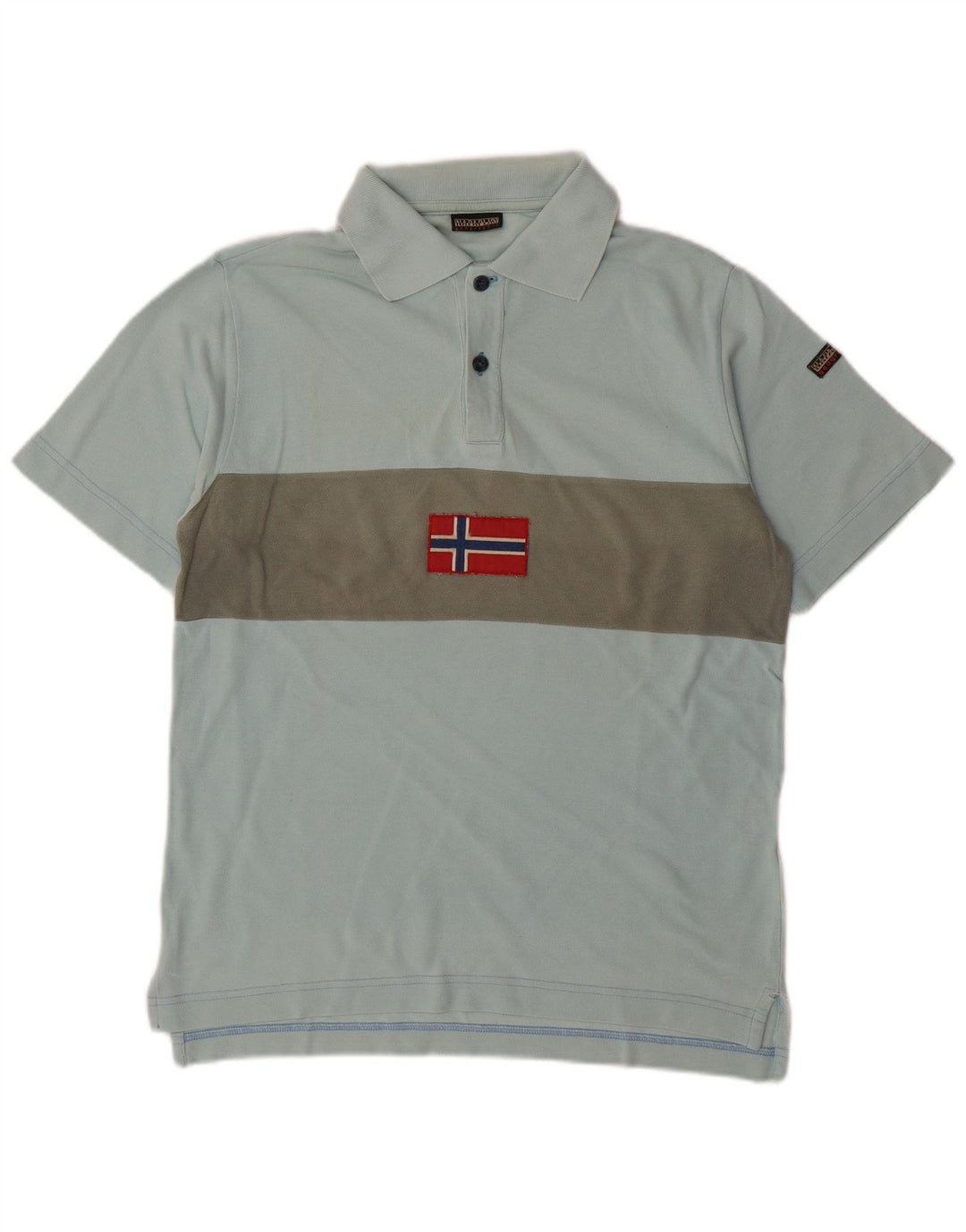 NAPAPIJRI Polo Geographic para hombre Small Blue Colourblock Cotton