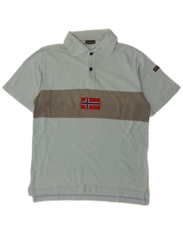 NAPAPIJRI Polo Geographic para hombre Small Blue Colourblock Cotton