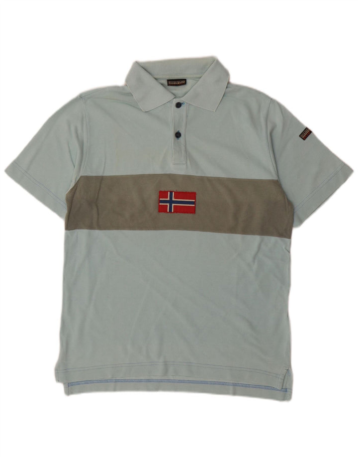 NAPAPIJRI Polo Geographic para hombre Small Blue Colourblock Cotton
