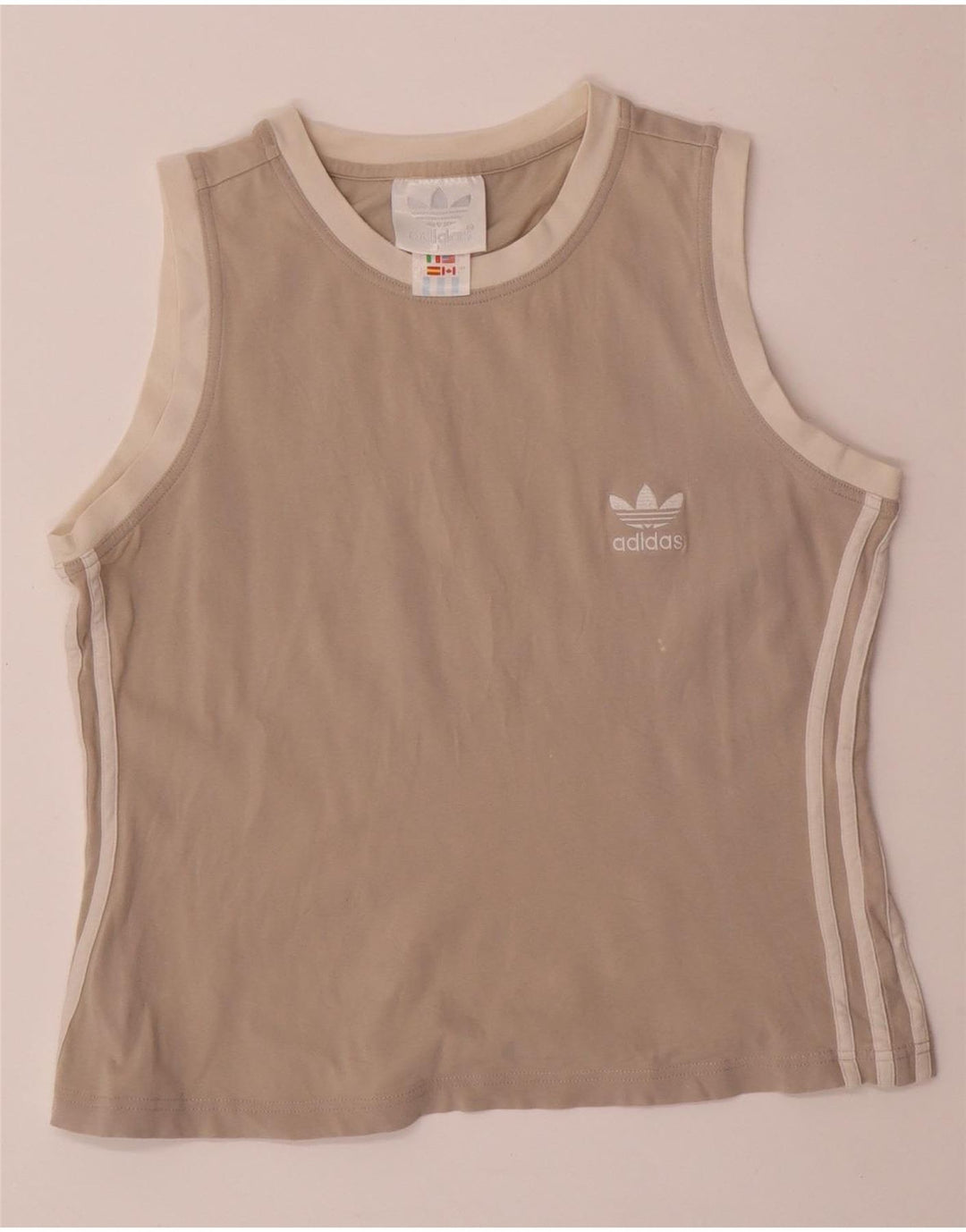 ADIDAS Top corto sin mangas para mujer UK 40 Grande Gris