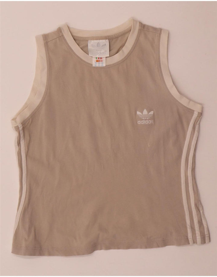 ADIDAS Top corto sin mangas para mujer UK 40 Grande Gris