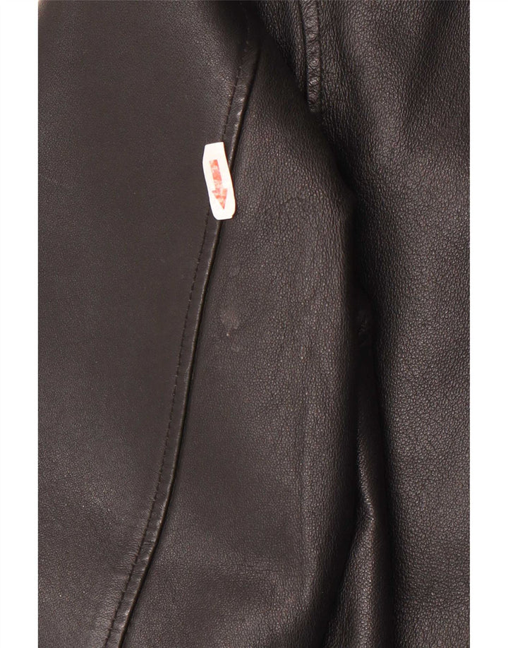 Auténtica chaqueta de cuero para hombre UK 42 XL Cuero negro