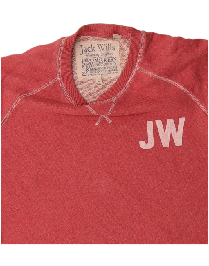 JACK WILLS Sudadera gráfica para hombre Jumper Medium Red Cotton